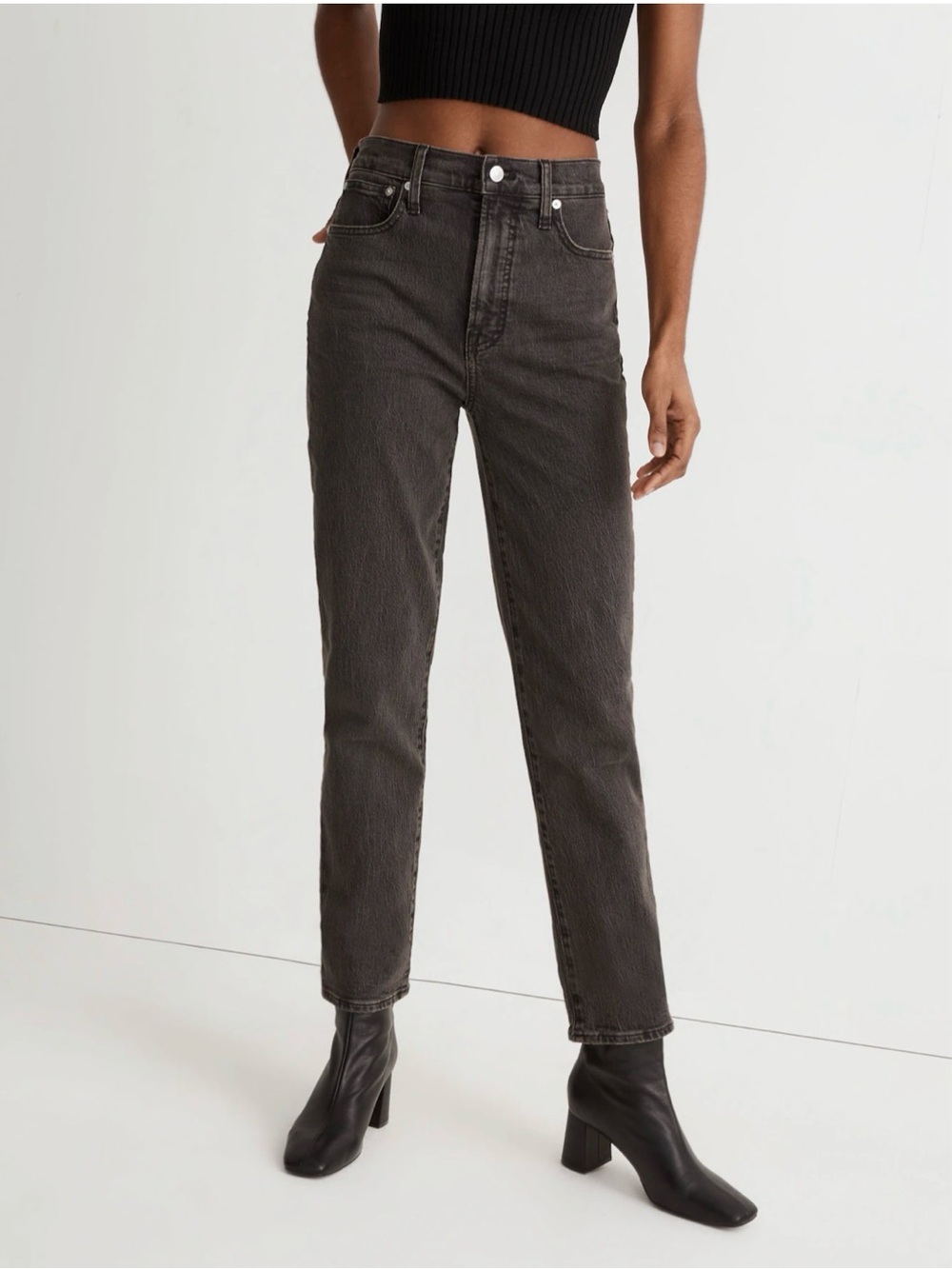 Madewell The Perfect Vintage Jean High-Rise Straight Washed Black Size 25 Petite